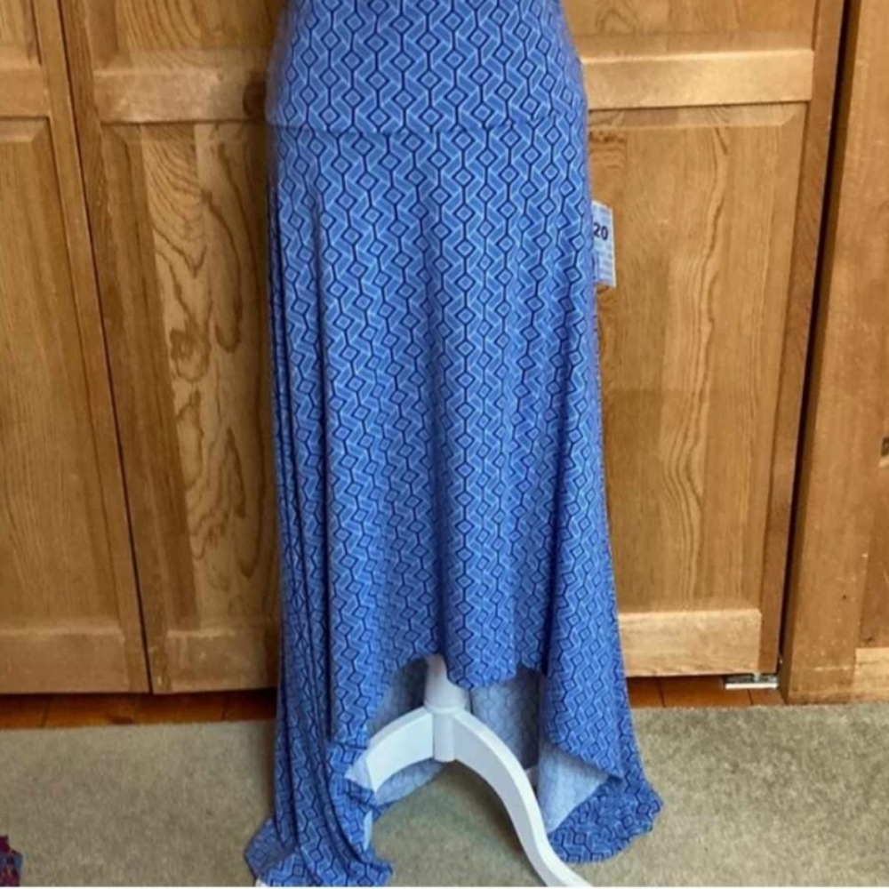 LuLaRoe OLIVIA Maxi Skirt High-Low Blue Size XL